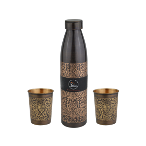 Drvedic Copper Bistro Bottle (Antique Carving) – 3pcs