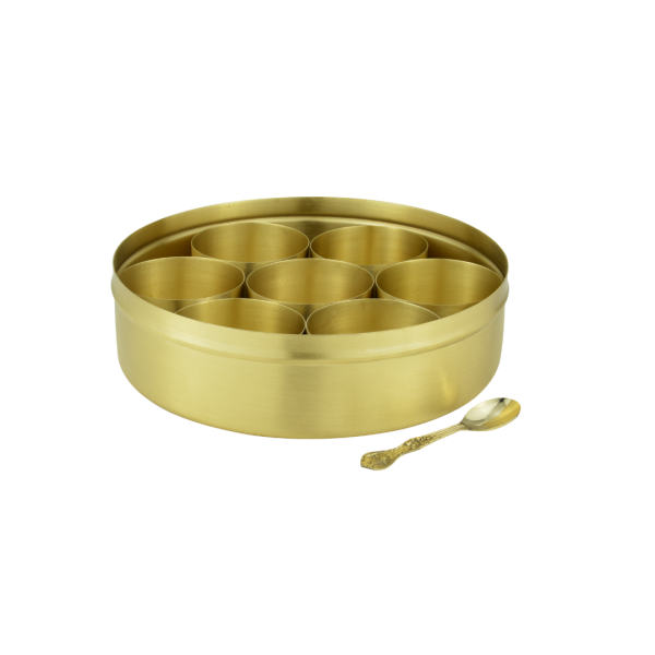Drvedic Brass Masala Dabba (Window Carving) - Image 2