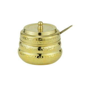 Drvedic Brass Rajwadi Ghee Pot with Spoon and Lid