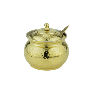 Drvedic Brass Vintage Ghee Pot with Spoon and Lid